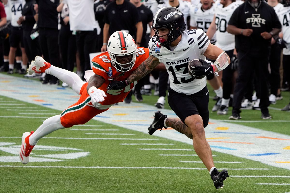 No. 18 Iowa State wins 11 games for 1st time, tops No. 15 Miami 4241