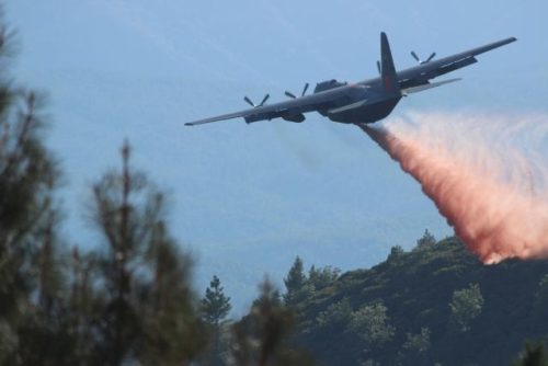 Dropping Fire retardant on the Rim Fire