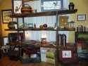 Indigeny Reserve Gift Shop, display wall with 3-stack of Ben Watson's oak plank benches