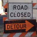 Road closed sign