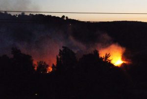 Copper vehicle crash causes fire