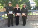 Mariposa County Health Department Honors Yosemite EMS workers (From right to left: Ranger Dave Hahn, Nancy Phillipe, and Ranger Heidi Schlichting