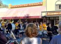 Golden Regiment Drum Line passes by, Sonora Homecoming Parade 2015