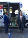 Left: Jeannie Hayward, Right: Bonnie Acosta, staff member, at the “Stuff the Bus” event