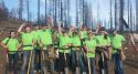 Rim Fire tree replanting team from World Renew, Alberta, Canada, celebrates a week of planting 1,500 trees per day.