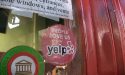 Yelp sticker on store door