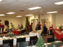 Readying the room for the club's first Nutcracker Tea, 2009
