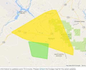 Outage Map Near Hwy 108 and Obyrnes Ferry Rd. Fire, 7-27-2016