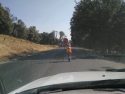 Flaggers directing traffic