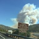 Marshes Fire With Yosemite Highway Directional Sign