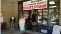 Cashier Stephanie Martinez in front of Calaveras Humane Society Thrift Store in Arnold