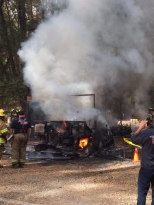 RV and shed fire in Columbia
