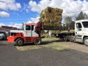 Hay spill on Tuolumne Road at Mono Way intersection