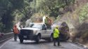 Yosemite road crew works to remove boulder on El Portal Road
