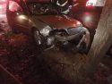 Damage to sedan after crash at South Shepherd and East Church streets in Sonora