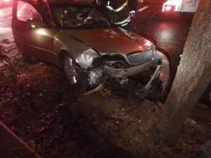 Damage to sedan after crash at South Shepherd and East Church streets in Sonora