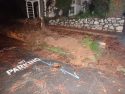 Damage to retaining wall after Crash at South Shepherd and East Church streets in Sonora