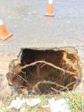 Sinkhole on Big Hill Road near Sierra Glenn Apple Ranch in Sonora