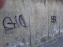 Graffiti on Mono Way retaining wall