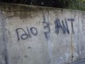 Graffiti on Mono Way retaining wall