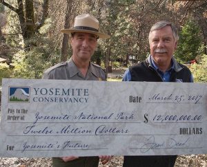 Yosemite Conservancy provides $12 million to Yosemite National Park. Pictured are Yosemite National Park Acting Superintendent Chip Jenkins and Yosemite Conservancy President Frank Dean.