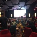 New giant TV sceen at the new Willow Creek Lounge at the Black Oak Casino Resort