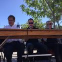 2017 Mother Lode Roundup. Left to Right Parade Announcers: Mark Truppner and BJ Hansen of KVML AM 1450 and Tamara Berg KCRA-TV