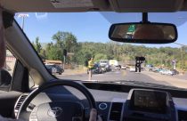 Road work with flaggers