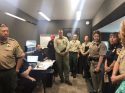 US Congressman Tom McClintock visits with-Mariposa Sheriff Doug Binnewies other Detwiler Fire cooperating agencies, July, 22, 2017