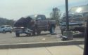 Smashed truck at Sonora CDJR car delaership