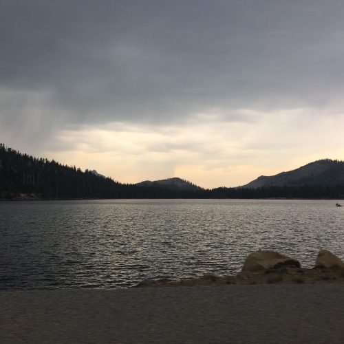 Stormy skies over Tenaya Lake in Yosemite