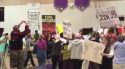 About four dozen protesters walk out at the start of the Sept. 20, 2017 Town Hall Meeting in Calaveras County hosted by Congressman Tom McClintock Sept 20.