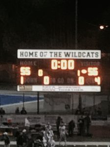Final scoreboard at Dunlavy Field