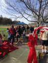 Crowd gathers to watch Santa come in by helicopter at 2017 Santa-Fly-in and Interfaith Coat Drive