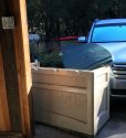 Plastic storage container targeted by bear at Columbia home
