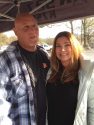 Sonora High Varsity Baseball Coach Chet and Clarke Broadcasting's Jennifer Teem at 2017 Interfaith Coat Drive and Santa Fly-in