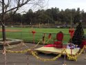 St. Nick's throne and greeting area at 2017 Interfaith Coat Drive and Santa Fly-in