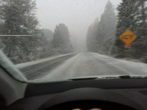 Snow falling on HWY in Arnold (file photo)