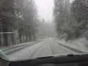 Snow falling on HWY 4 in Arnold 2-22-18