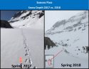 Caltrans Hwy 108 Snow Stake Comparison 2017 and 2018 seasons