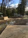 Flood damage by the amphitheater and parking lot at Mary Laveroni Park