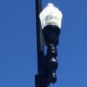 Crew replacing streetlights on South Washington Street in downtown Sonora