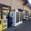 Broken door at the Gold Country Gas station in Sonora