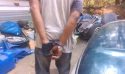 Hunter in handcuffs