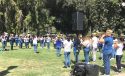 Protesters and Atwater HS Marching Band in Sacramento at Water Rally Aug 20 2018