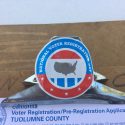 Voter registration booth in Sonora's Courthouse Park