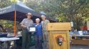 Yosemite National Park Superintendent Michael Reynolds (left) and Mark Marschall, Volunteer Program Manager, Yosemite Conservancy (right) Honor Kathy Hopkins (center) as the 2018 Enduring Volunteer of the Year during a special ceremony in Yosemite Valley on September 29, 2018.