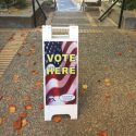 Voting sign directing the public where to vote at polling site in Tuolumne County