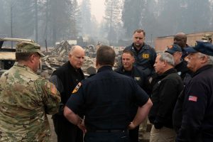 Governor Jerry Brown surveys damage of deadly Camp Fire disaster in Paradise, Calif., Nov 14 2018