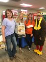 L to R Monica Fox, Chicken Ranch Rancheria Tribal Administrator; Heidi Diestel, Diestel Family Turkey Ranch; Deni Avery, ATCAA Food Bank Director; Ms. Turkey at Thanksgiving Basket Food Drive Nov 2018